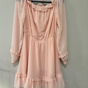 Women’s Size M Swiss Dot Dress with Sheer Sleeves